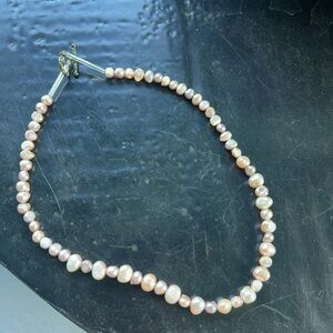 Light pink short length faux pearl necklace